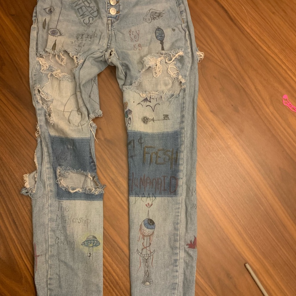 Pacsun Distressed Tattoo Denim Jeans
